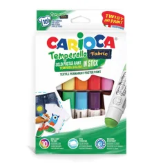 Цветни текстилни темперни стикове 10бр. комплект - Carioca