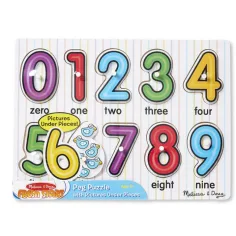 Дървено пъзел с числа и дръжка - Melissa & Doug