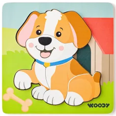 Дървено пъзел с кученца 5 части - Woodyland