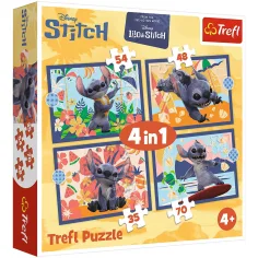 Disney: Пъзел 4 в 1 с Стич на ваканция - Trefl