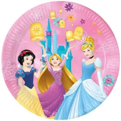 Disney Принцеси розова хартиена чиния 8бр. комплект 23см