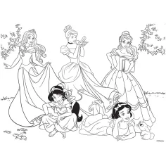 Disney Принцеси - Вълшебството на приказната градина 2 в 1 60 части пъзел и оцветяване 50x35см - Lisciani изображение 3