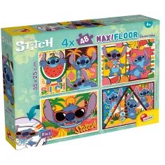 Disney Stitch 2 в 1 макси 4x48бр. пъзел и оцветяване 35x25см - Lisciani