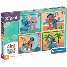 Disney Stitch 4в1 Суперколор пъзел - Clementoni