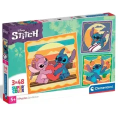 Disney Stitch и Angel 3x48бр. Supercolor пъзел - Clementoni