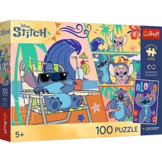 Disney Stitch Strandни дни 100бр. UFT пъзел с постер - Trefl изображение 1