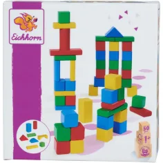 Eichhorn: Цветни дървени кубчета 50бр комплект - Simba Toys