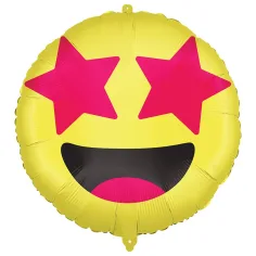 Emoji фолиен балон – Усмихнато лице с звездни очи 46cm