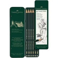 Faber-Castell: Castell 9000 Графитен молив 6бр. комплект в метална кутия изображение 2