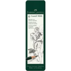 Faber-Castell: Castell 9000 Графитен молив 6бр. комплект в метална кутия