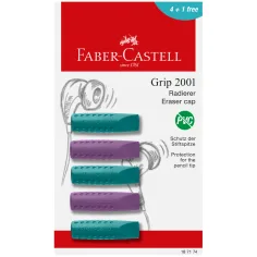 Faber-Castell: GRIP комплект от 5 броя гумички в лилаво и синьо