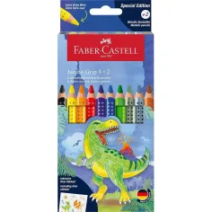 Faber-Castell: Jumbo GRIP с динозаври комплект цветни моливи 8+2бр.