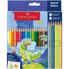 Faber-Castell: Комплект цветни моливи с динозаври 18+6бр