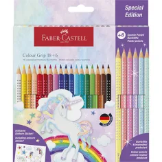 Faber-Castell: Комплект от 24 цвята GRIP цветни моливи с 6 пастелни цвята