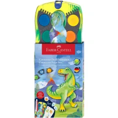 Faber-Castell: Комплект водни бои Connector 12бр. с палитри, които могат да се свързват, с динозаври