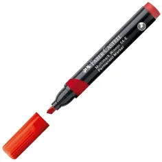 Faber-Castell: Перманентен маркер червен алкохолен флумастер с нарязан връх