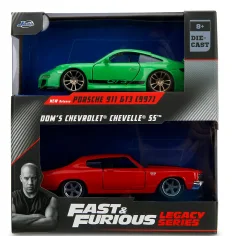 Fast & Furious Legacy Series – Dom Chevrolet Chevelle SS и Porsche 911 GT3 (997) метален автомобилен модел комплект - Jada Toys изображение 1