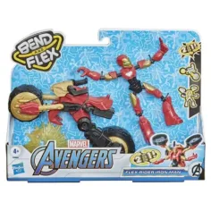 Фигура на Железния човек с мотор Bend and Flex Rider от Отмъстителите - Hasbro