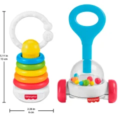 Fisher-Price: 2 броя цветен комплект дрънкалки за бебета - Mattel изображение 3