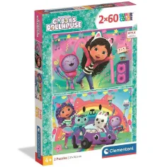 Габи къща за кукли: Супер цветна пъзел 2x60 части - Clementoni