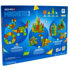 Geomag Magnetic Tiles Gems 60 броя магнитна строителна играчка изображение 2