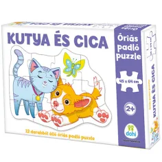 Гигантска настолна пъзел с куче и котка 12бр.