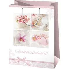 Гигантска подаръчна чанта с мотиви и надписи за сватба 33x15x44cm