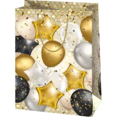 Гигантска подаръчна чанта с мотиви на балони 33x15x44,5cm