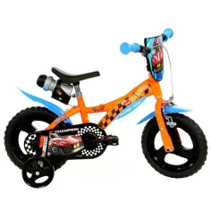 Hot Wheels 12” детски велосипед с държач за бутилка и странични колела в оранжево-черен цвят – Dino Bikes велосипед