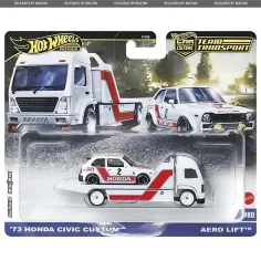 Hot Wheels: Aero Lift Премиум автомобилен транспорт и 73 Honda Civic Custom количка 1/64 - Mattel