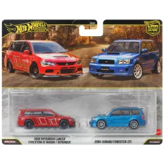 Hot Wheels: Deluxe 2005 Mitsubishi Lancer Evolution IX Wagon и 2004 Subaru Forester STI количка 2 броя пакет 1/64 - Mattel