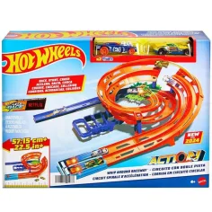 Hot Wheels: Двоен състезателен път с 2 състезателни автомобила - Mattel