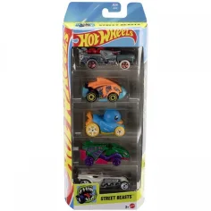 Hot Wheels: Комплект превозни средства Street Beasts 5бр 1/64 - Mattel