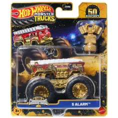 Hot Wheels Monster Trucks: 5 Alarm шампионска количка с трофей 1/64 - Mattel изображение 1