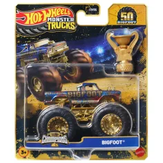 Hot Wheels Monster Trucks: Bigfoot шампион малка кола с трофей 1/64 - Mattel