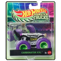 Hot Wheels Monster Trucks: Carbonator XXL бял автомобил, който свети в тъмното 1/64 - Mattel