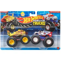 Hot Wheels Monster Trucks: Helichopper срещу Rescue Rampager количка 2бр. пакет 1/64 - Mattel