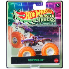 Hot Wheels Monster Trucks: Hotweiler количка, светеща в тъмното, 1/64 - Mattel