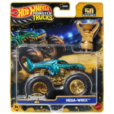 Hot Wheels Monster Trucks: Mega-Wrex шампионска количка с трофей 1/64 - Mattel
