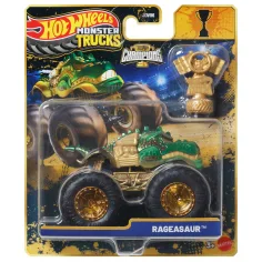 Hot Wheels Monster Trucks: Rageasaur шампионски монстър камион с трофей 1/64 - Mattel