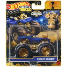 Hot Wheels Monster Trucks: Rodger Dodger шампионски монстер камион с трофей 1/64 - Mattel