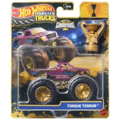 Hot Wheels Monster Trucks: Torque Terror шампионска количка с трофей 1/64 – Mattel