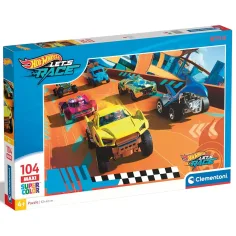 Hot Wheels състезание напред 104 части макси супер цветно пъзел - Clementoni