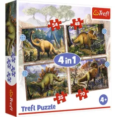 Интересни динозаври 4 в 1 пъзел - Trefl