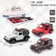 Jeep Wrangler полицейски метален автомобилен модел с обратно движение в различни варианти 1/32