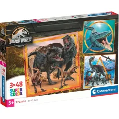 Jurassic World 3x48бр. Supercolor пъзел - Clementoni