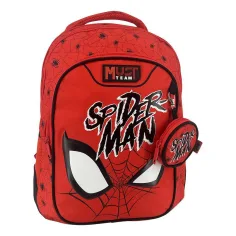 Луна: Червена закръглена раница с 3 отделения Team Spider-Man, раница 32x18x43cm