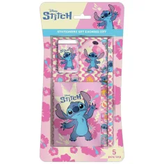 Луна: Disney Stitch 5 части розов комплект канцеларски материали