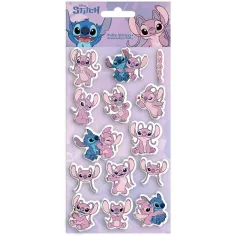Луна: Disney Stitch и Angel 3D пухкави стикери комплект 10x22см лист