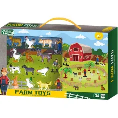 Луна: Игрална комплектация с животни от ферма Jasper Land, 34 части